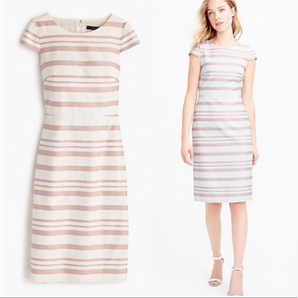 J. Crew White/Pink Stripe Dress